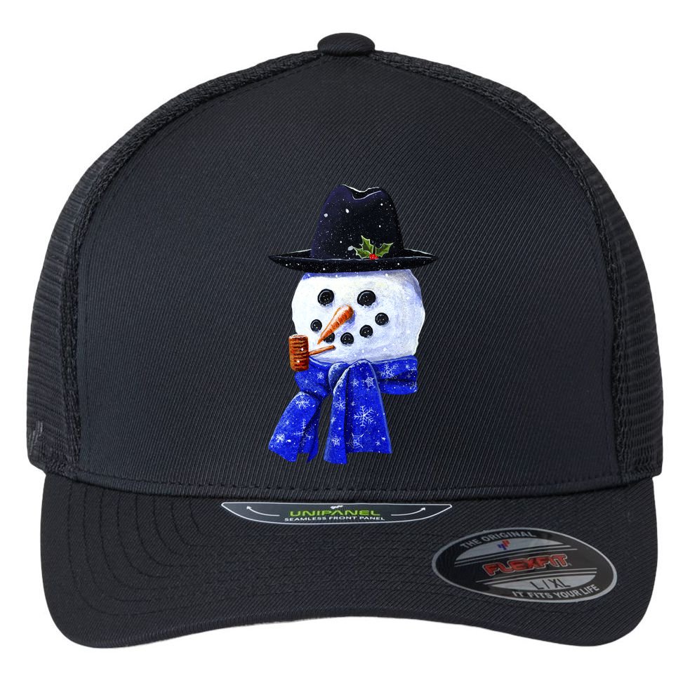 Snowman Smile Flexfit Unipanel Trucker Cap