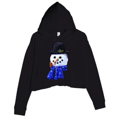 Snowman Smile Crop Fleece Hoodie