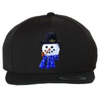 Snowman Smile Wool Snapback Cap