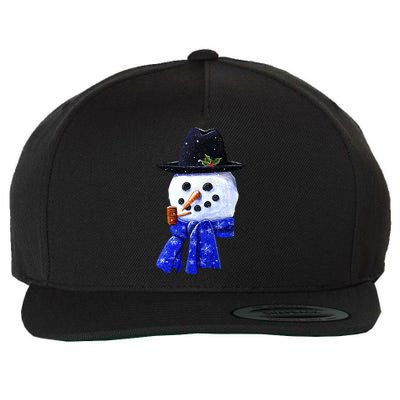 Snowman Smile Wool Snapback Cap