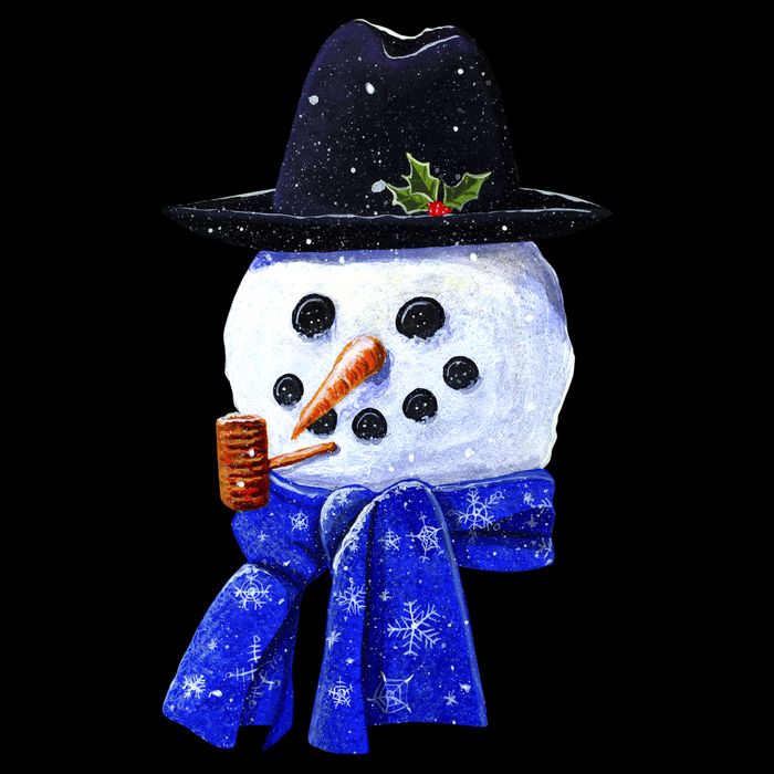 Snowman Smile Wool Snapback Cap