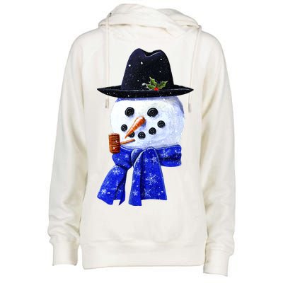 Snowman Smile Womens Funnel Neck Pullover Hood