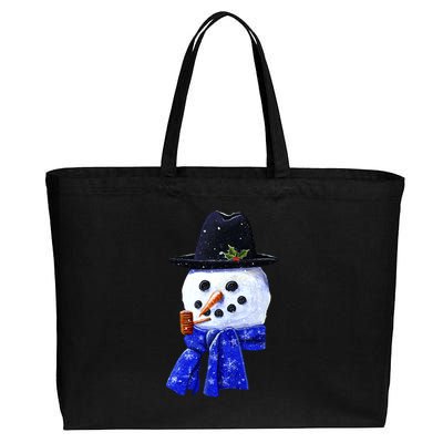 Snowman Smile Cotton Canvas Jumbo Tote