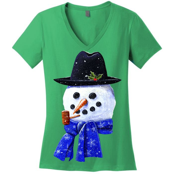 Snowman Smile Women's V-Neck T-Shirt