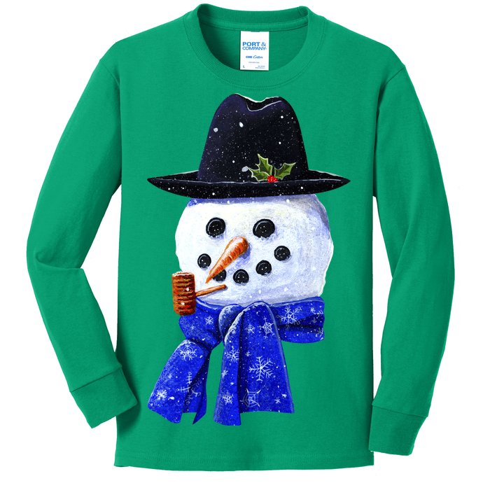 Snowman Smile Kids Long Sleeve Shirt