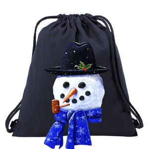 Snowman Smile Drawstring Bag