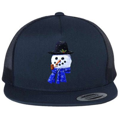 Snowman Smile Flat Bill Trucker Hat