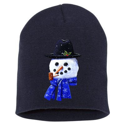 Snowman Smile Short Acrylic Beanie