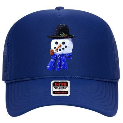 Snowman Smile High Crown Mesh Back Trucker Hat