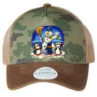 Snowman With Penguins Having Fun Legacy Tie Dye Trucker Hat