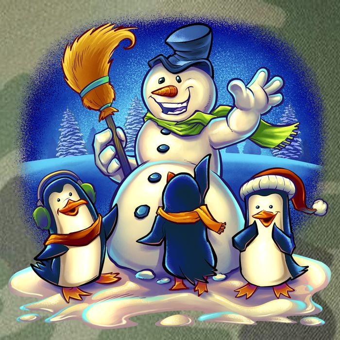 Snowman With Penguins Having Fun Legacy Tie Dye Trucker Hat