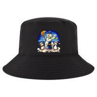 Snowman With Penguins Having Fun Cool Comfort Performance Bucket Hat