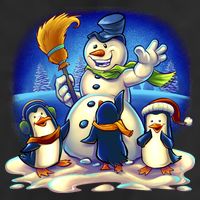 Snowman With Penguins Having Fun Cool Comfort Performance Bucket Hat