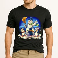 Snowman With Penguins Having Fun Performance Shirt