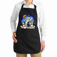 Snowman With Penguins Having Fun Apron