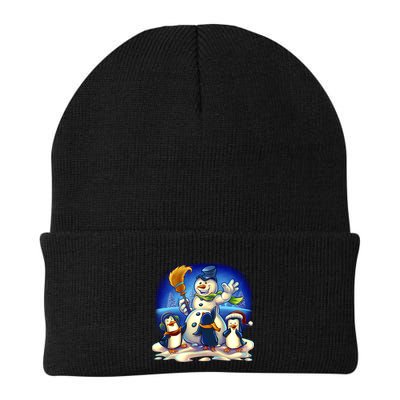 Snowman With Penguins Having Fun Beanie