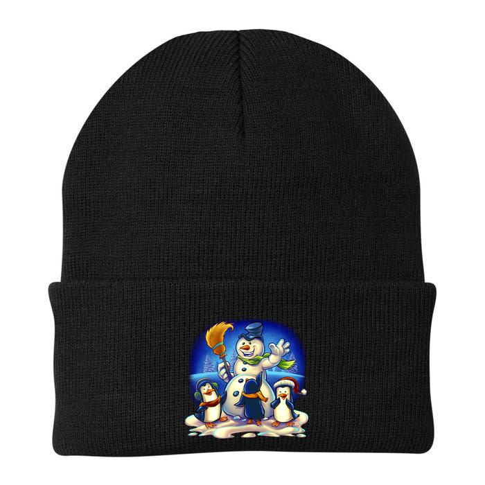 Snowman With Penguins Having Fun Beanie