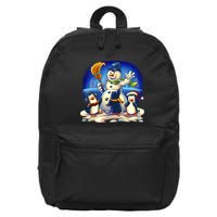 Snowman With Penguins Having Fun 16 in Basic Backpack