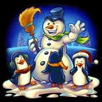 Snowman With Penguins Having Fun 16 in Basic Backpack