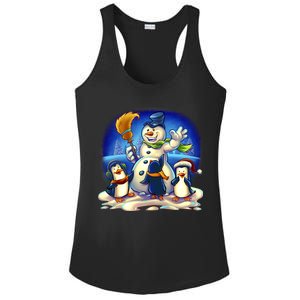 Snowman With Penguins Having Fun Ladies PosiCharge Competitor Racerback Tank