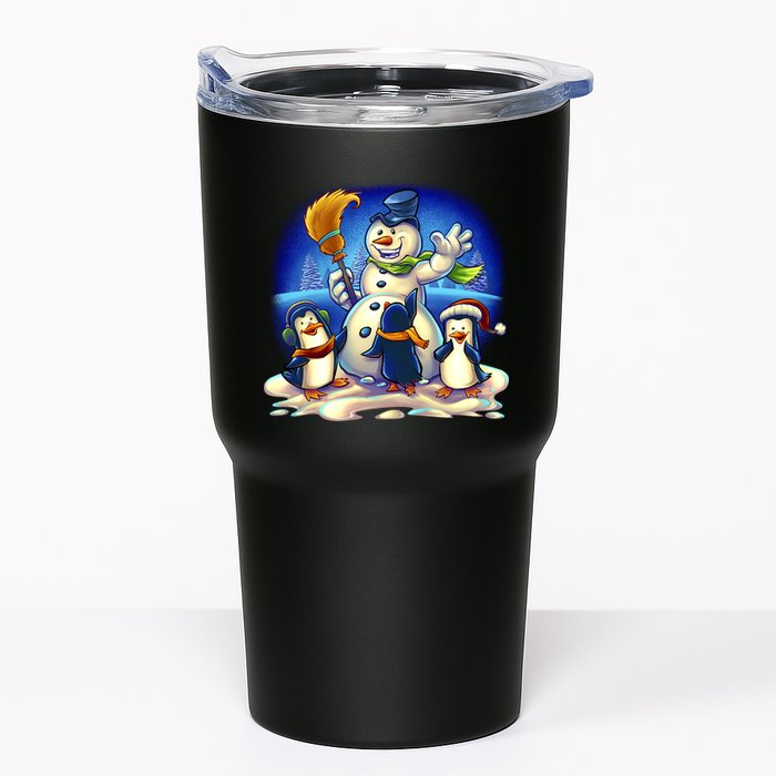 Snowman With Penguins Having Fun Tumbler
