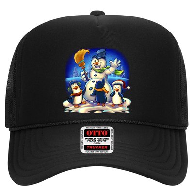 Snowman With Penguins Having Fun Trucker Hat