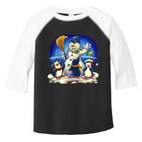Snowman With Penguins Having Fun Toddler Fine Jersey T-Shirt