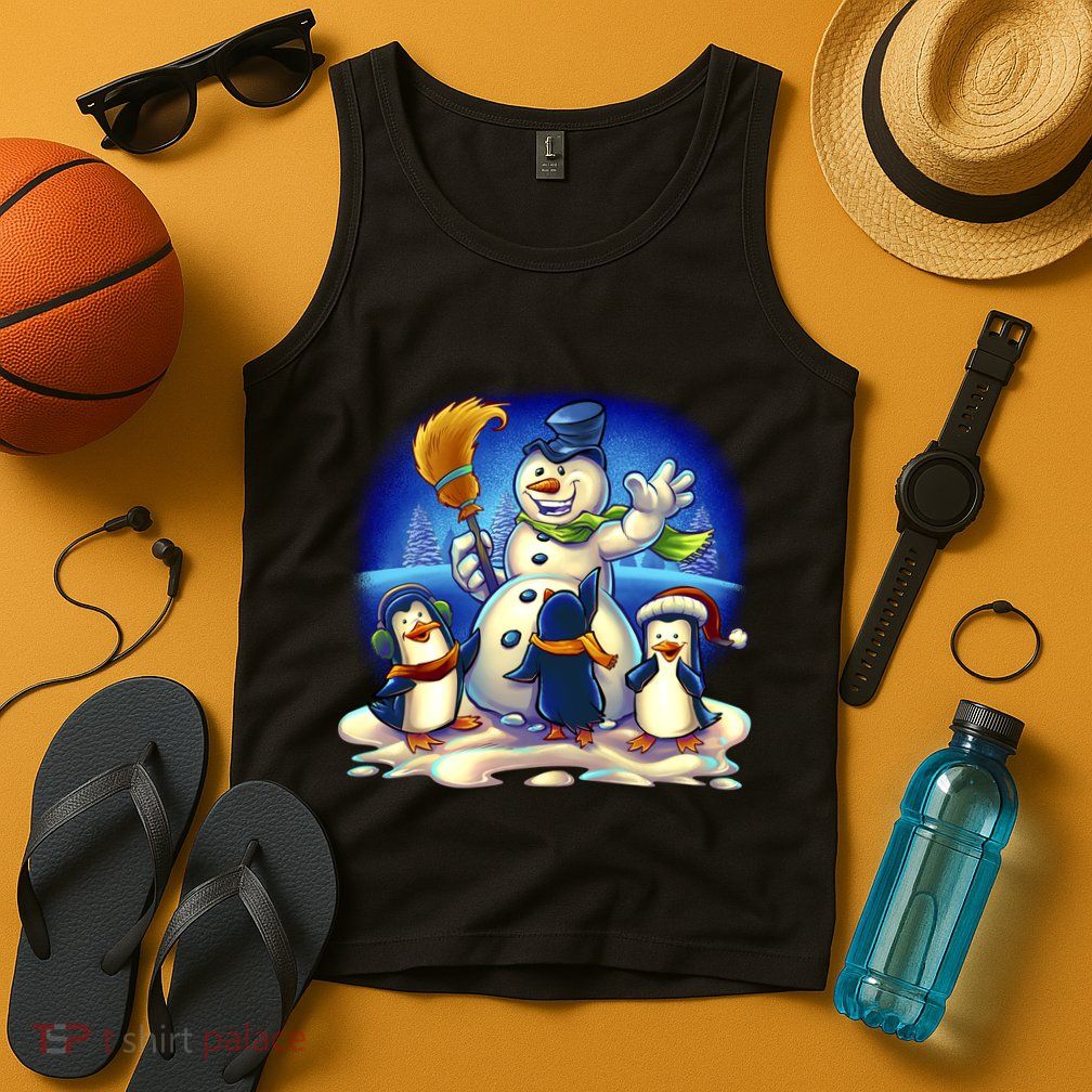 Snowman With Penguins Having Fun Tank Top