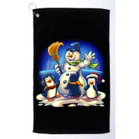 Snowman With Penguins Having Fun Golf Towel