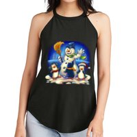 Snowman With Penguins Having Fun Women's Perfect Tri Rocker Tank