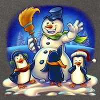 Snowman With Penguins Having Fun Cotton Canvas Backpack