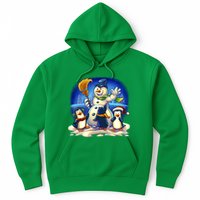 Snowman With Penguins Having Fun Hoodie