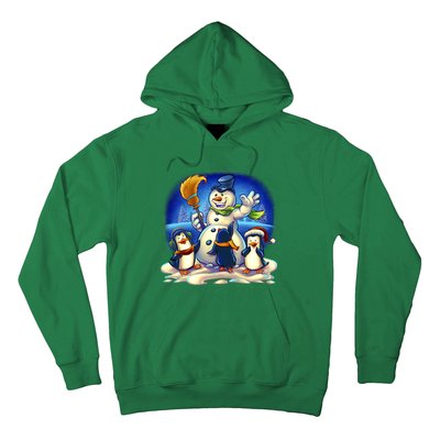 Snowman With Penguins Having Fun Hoodie