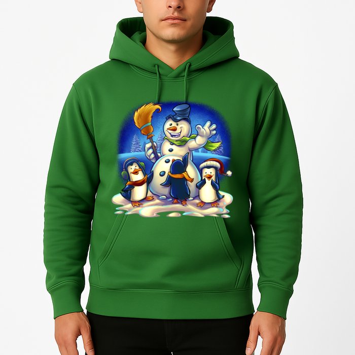 Snowman With Penguins Having Fun Hoodie