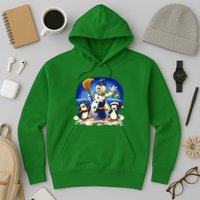 Snowman With Penguins Having Fun Hoodie