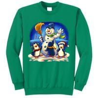 Snowman With Penguins Having Fun Sweatshirt