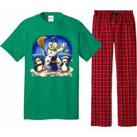 Snowman With Penguins Having Fun Pajama Set