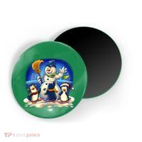 Snowman With Penguins Having Fun Magnet