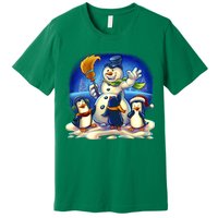 Snowman With Penguins Having Fun Premium T-Shirt