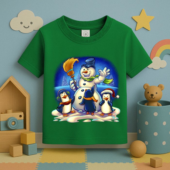 Snowman With Penguins Having Fun Toddler T-Shirt