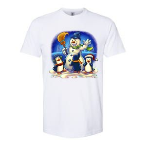 Snowman With Penguins Having Fun Softstyle CVC T-Shirt