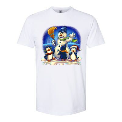 Snowman With Penguins Having Fun Softstyle® CVC T-Shirt