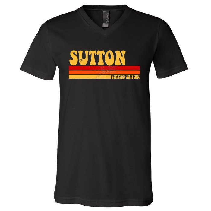 Sutton Name Personalized Idea Retro Vintage Sutton V-Neck T-Shirt