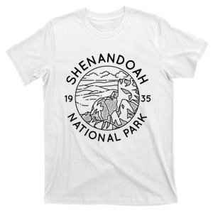 Shenandoah National Park Cool Black Line Art Outdoor Graphic T-Shirt