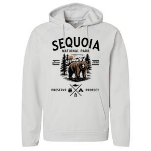 Sequoia National Park Grizzly Bear Camping California 1890 Performance Fleece Hoodie