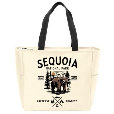 Sequoia National Park Grizzly Bear Camping California 1890 Zip Tote Bag
