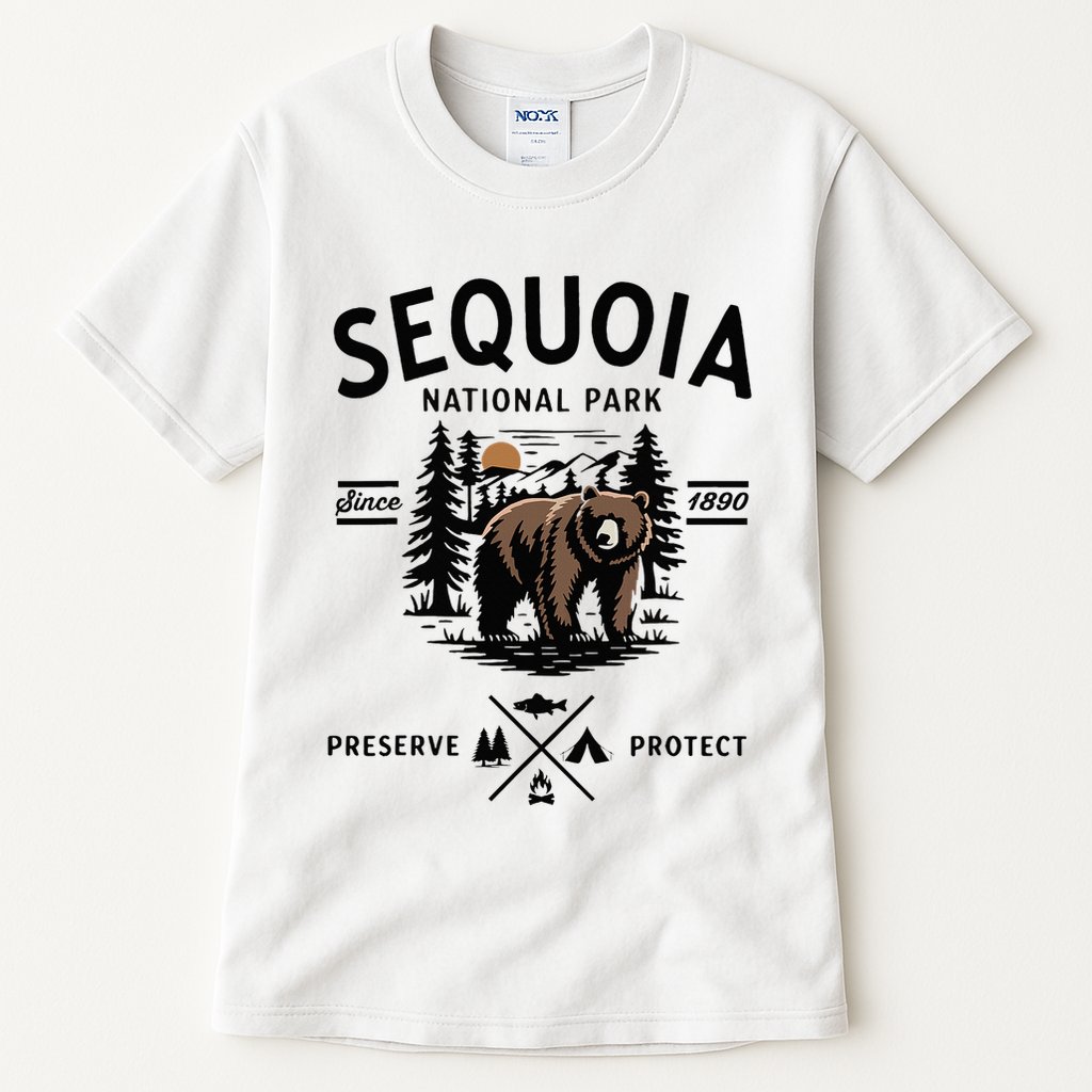 Sequoia National Park Grizzly Bear Camping California 1890 Tall T-Shirt