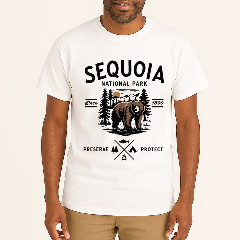 Sequoia National Park Grizzly Bear Camping California 1890 Tall T-Shirt