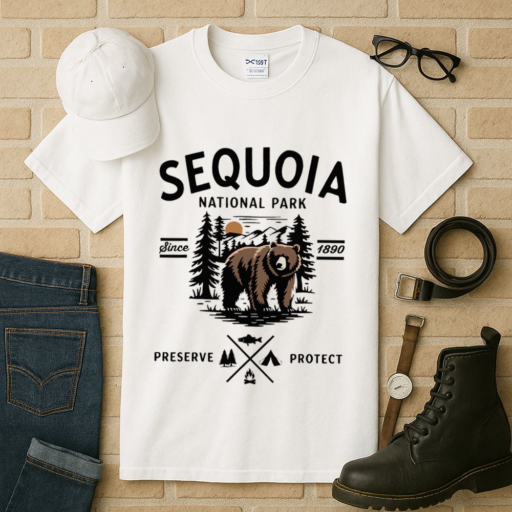 Sequoia National Park Grizzly Bear Camping California 1890 Tall T-Shirt