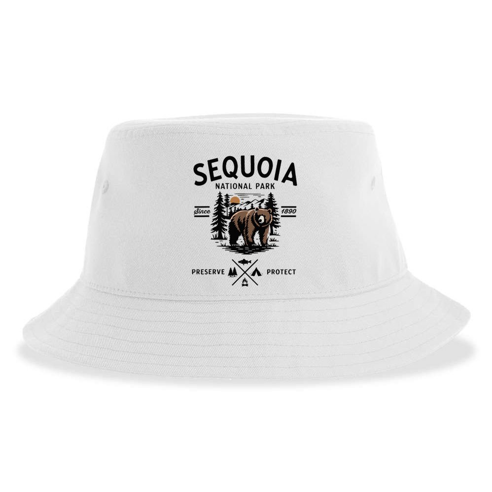Sequoia National Park Grizzly Bear Camping California 1890 Sustainable Bucket Hat